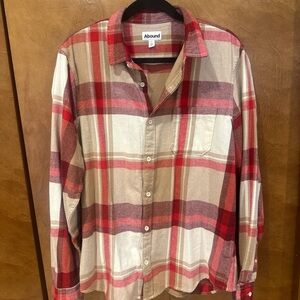 Abound Men's Red and Tan Plaid Button Down Shirt